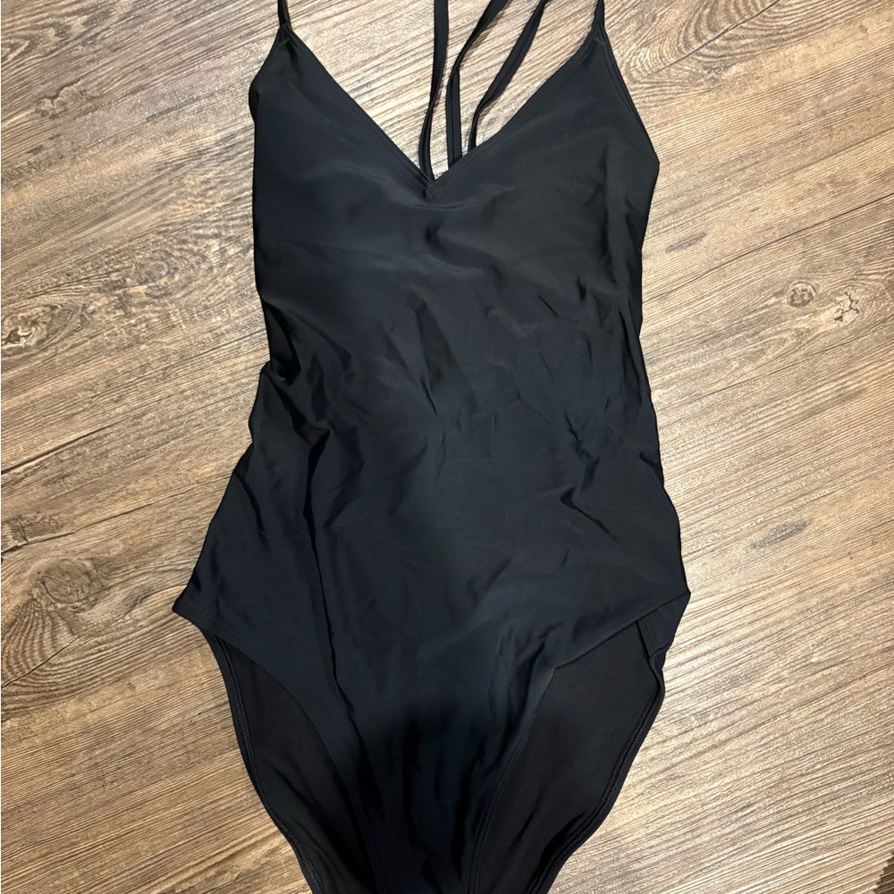 aerie American eagle Black One-Piece Swimwear with corset back